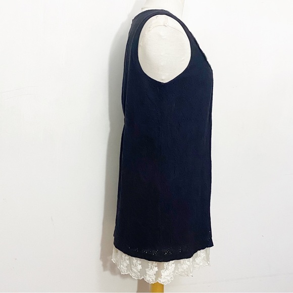 STYLE & CO crochet and lace trim lacy lined tunic top elastic at back waist M - Picture 3 of 9